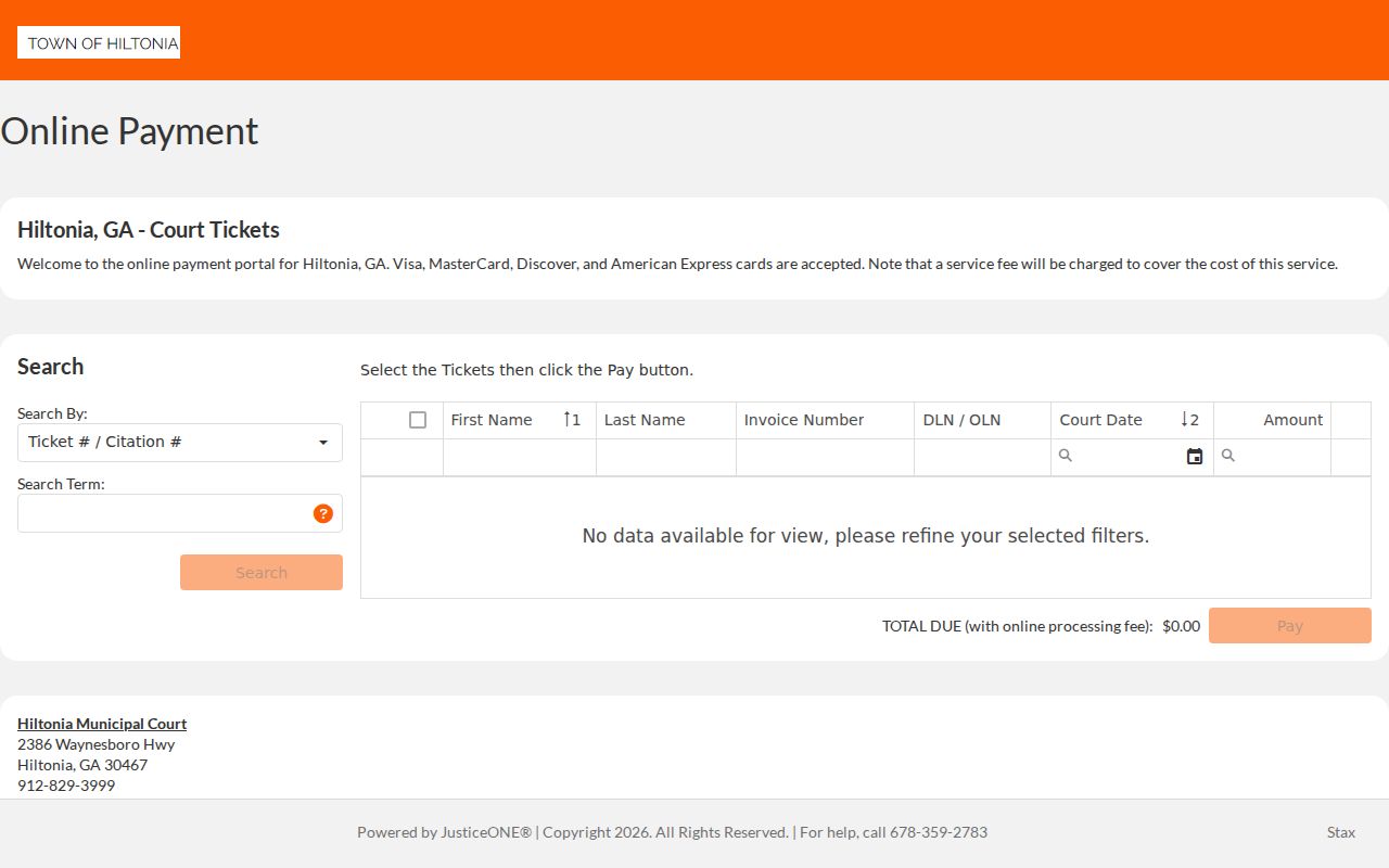 Hiltonia criminal records official citation inquiry portal