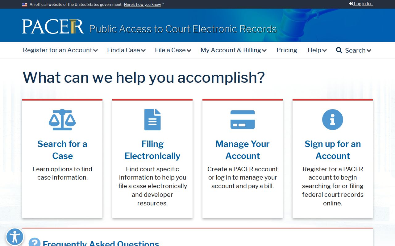 Newington criminal records PACER federal court search