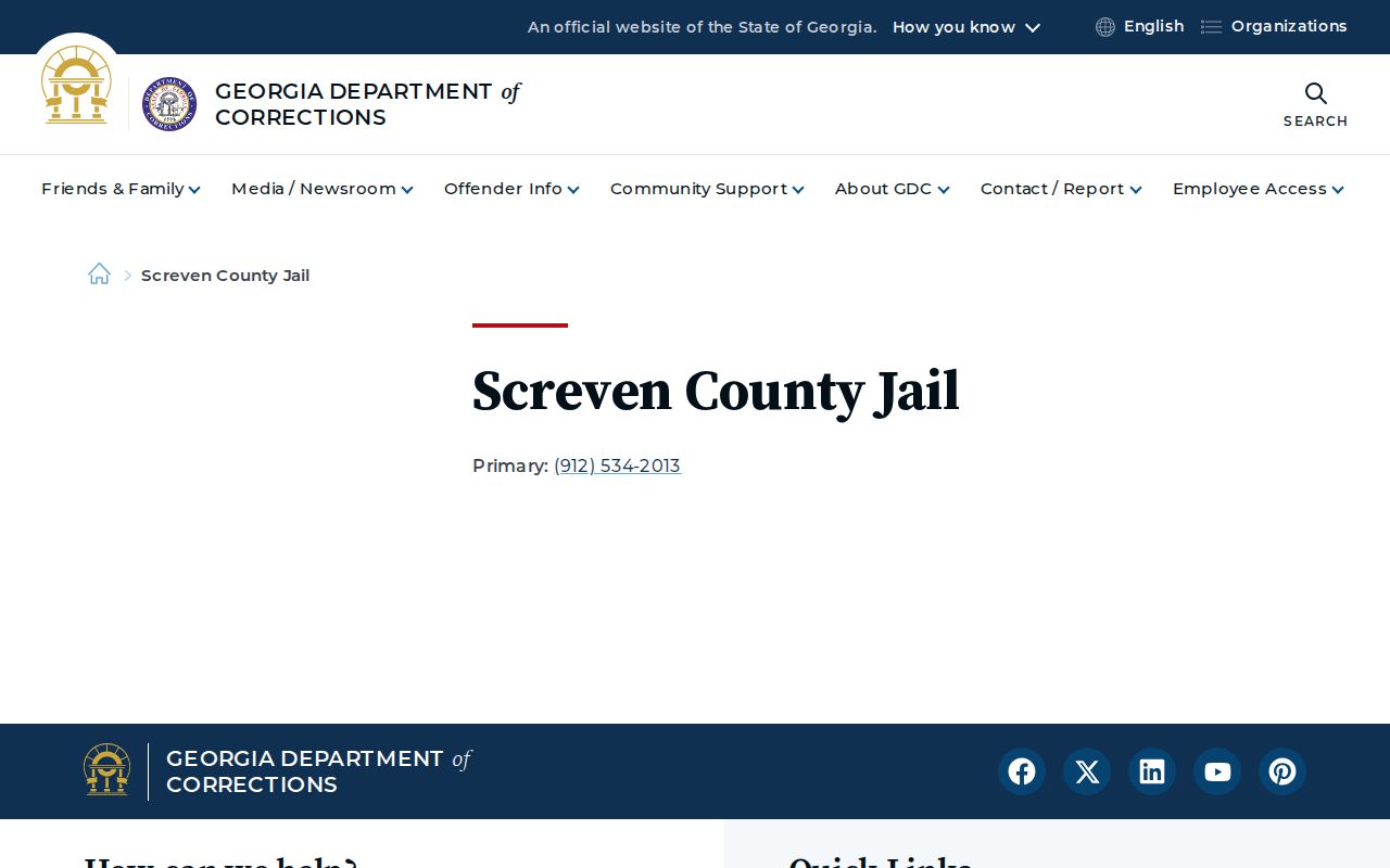 Screven County arrest records jail contact