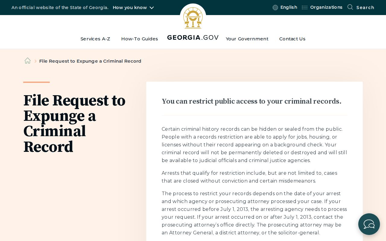 Screven County sex offender registry and Georgia record restriction process